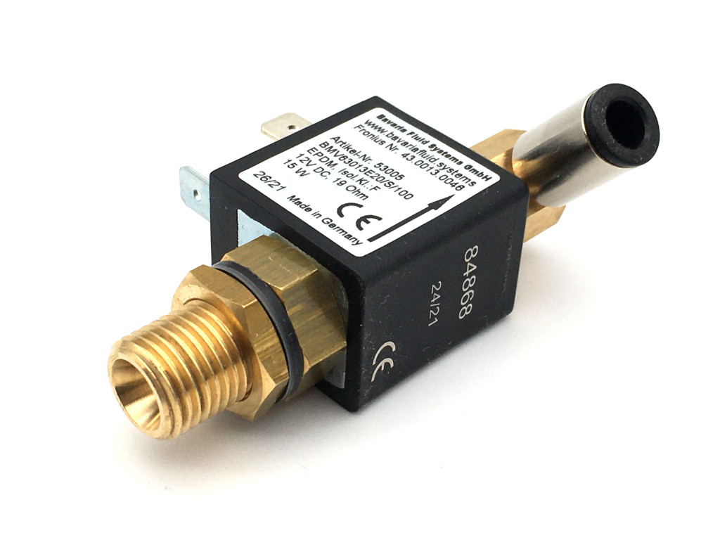 2/2-Wege-Coaxial-Gas-Magnetventil BMV63013 in Messing für Laser- und Lichtbogen-Schweißgeräte mit Schutzgas - MAG, MIG, WIG und für Brennschneidanlagen